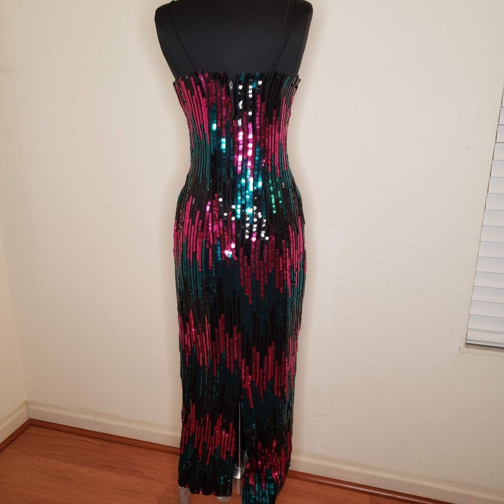 Nadine Sequinned Floor length straight dress - Picture 2 of 7